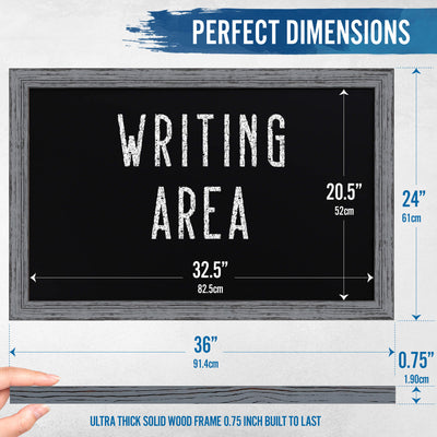 24" x 36" Rustic Magnetic Wall Chalkboard - EXTRA LARGE