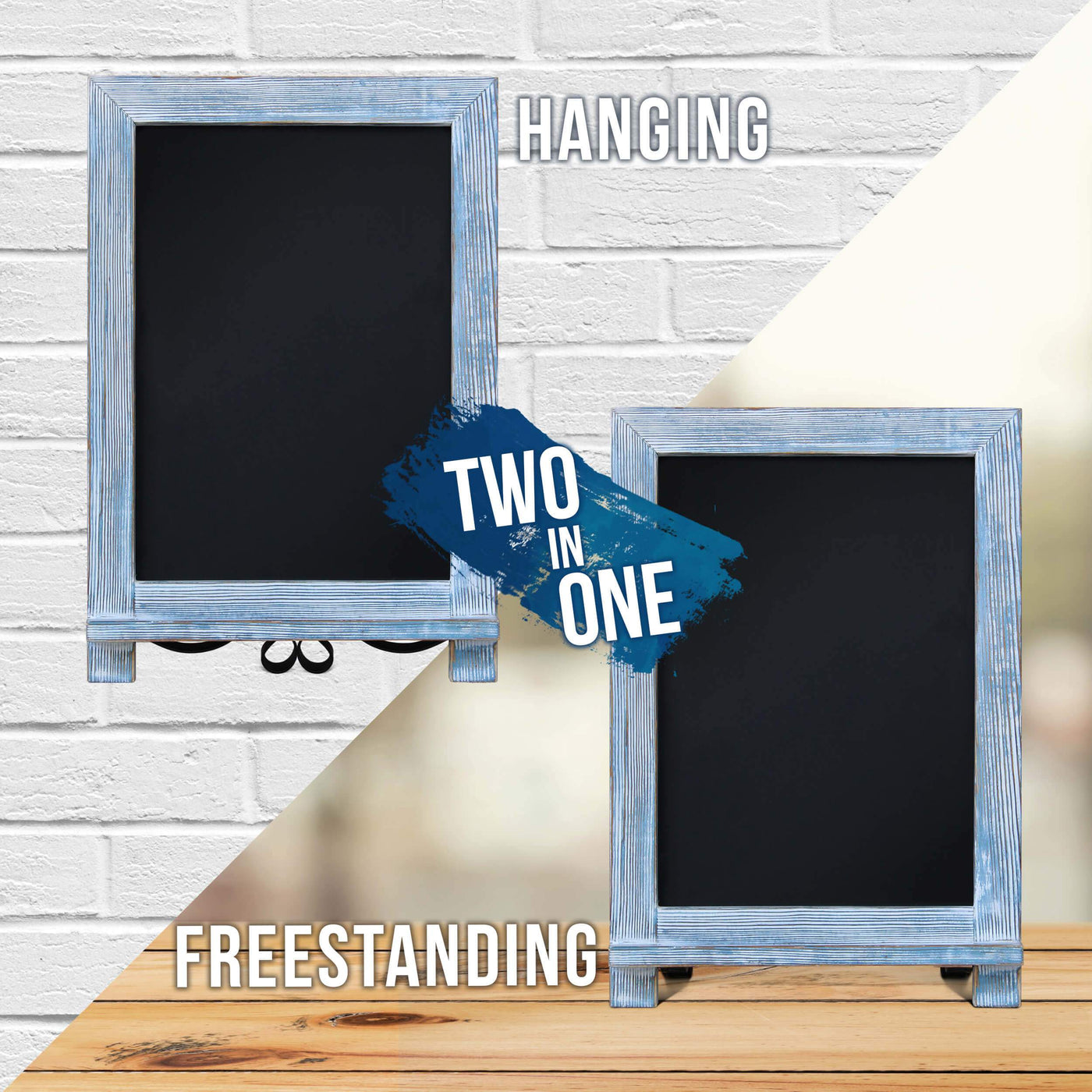 9.5” x 14” Rustic Tabletop Chalkboard Sign - HANGING or FREESTANDING Countertop Memo Board - SMALL