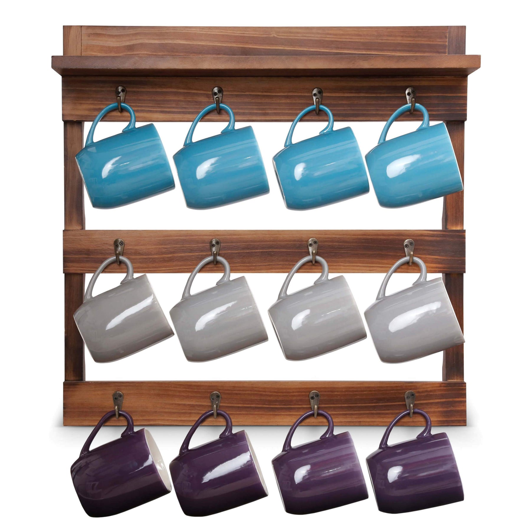 Mug Storage Racks Rustic Coffee Bar Mug Rack with Shelf for 12 Mugs – hbcycreations