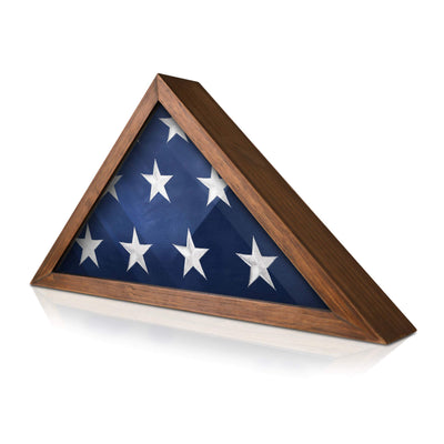 Rustic Military Flag Display Case for 9.5 x 5 American Veteran Burial Flag - Rustic Brown