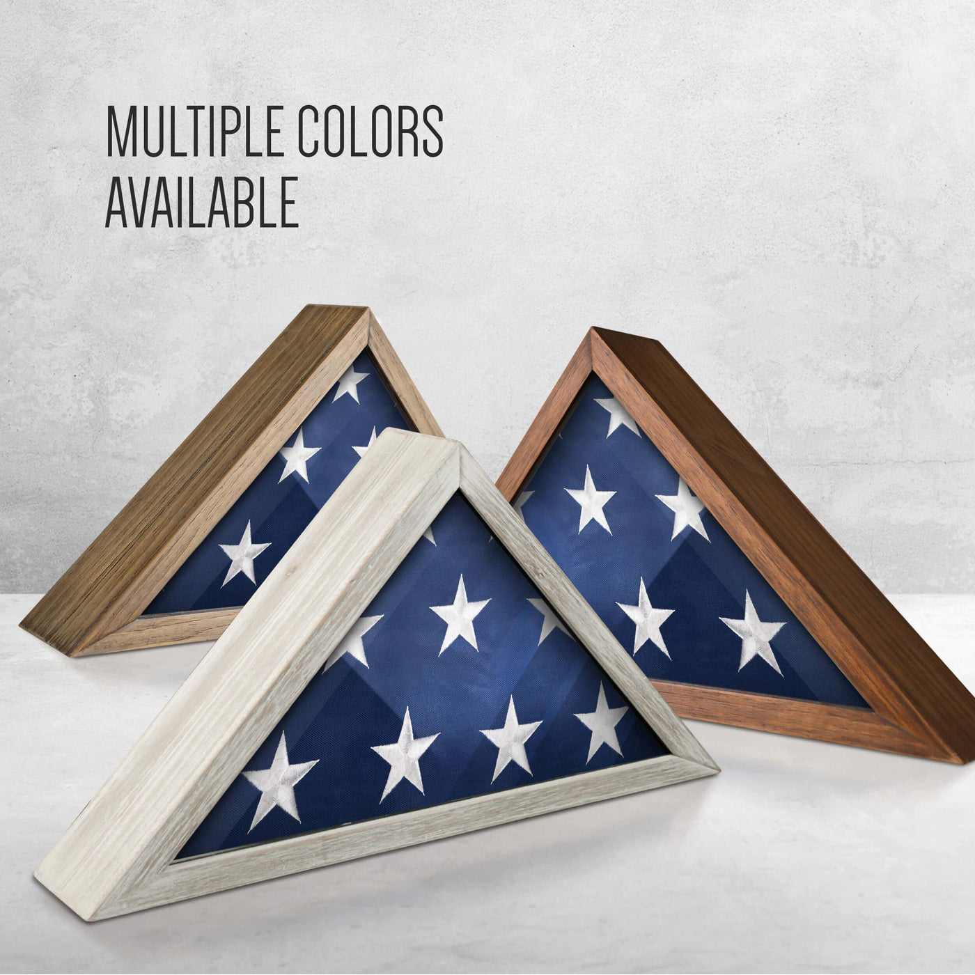 Rustic Military Flag Display Case for 9.5 x 5 American Veteran Burial Flag - Whitewashed Wood