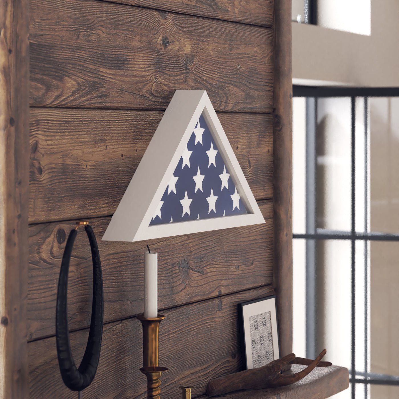 Rustic Military Flag Display Case for 9.5 x 5 American Veteran Burial Flag - White