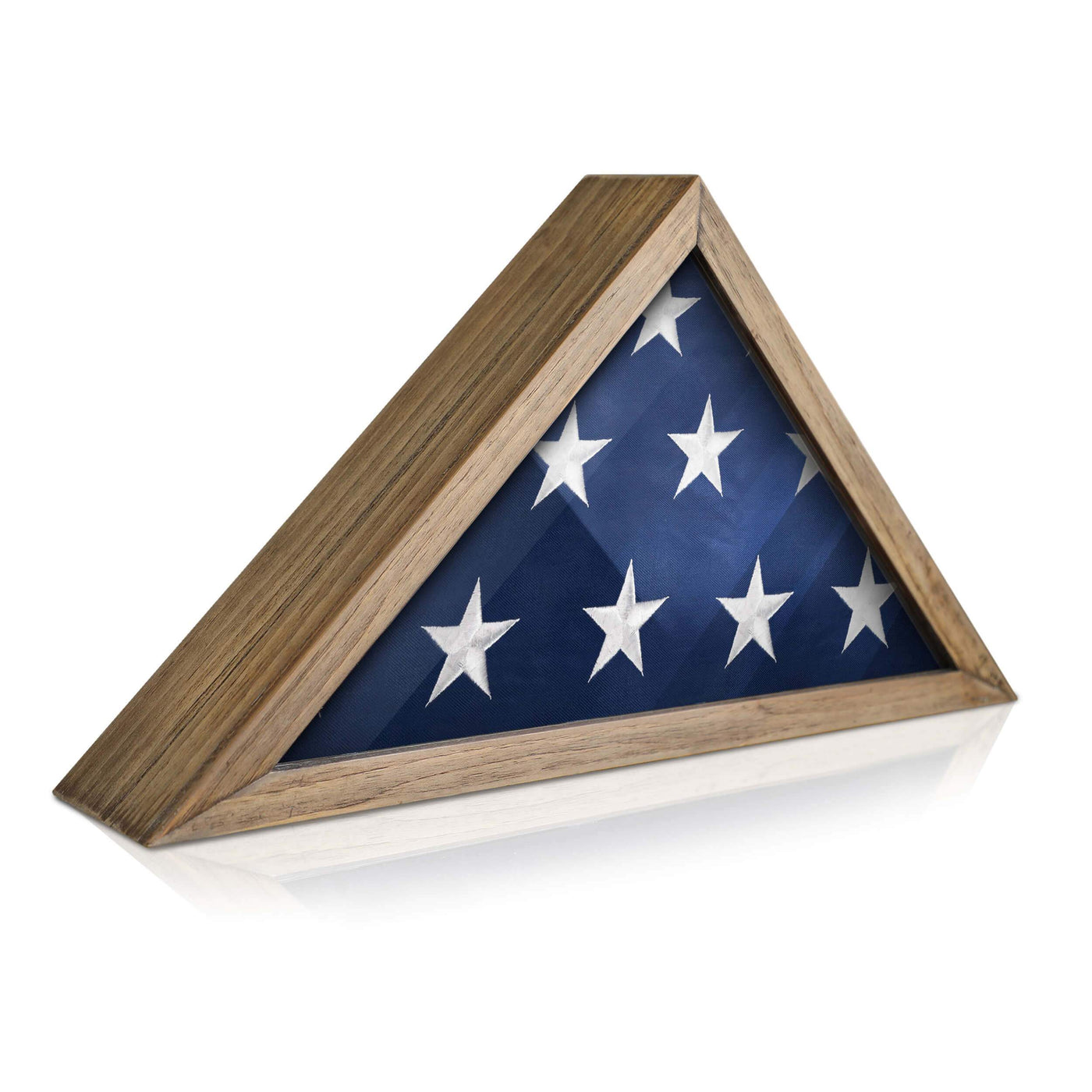 Rustic Military Flag Display Case for 9.5 x 5 American Veteran Burial Flag - Weathered Wood