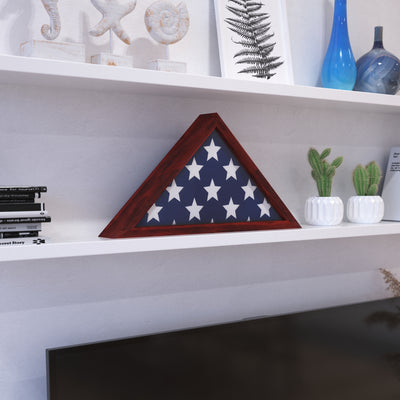 Rustic Military Flag Display Case for 9.5 x 5 American Veteran Burial Flag - Mahogany