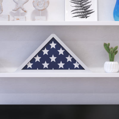 Rustic Military Flag Display Case for 9.5 x 5 American Veteran Burial Flag - White